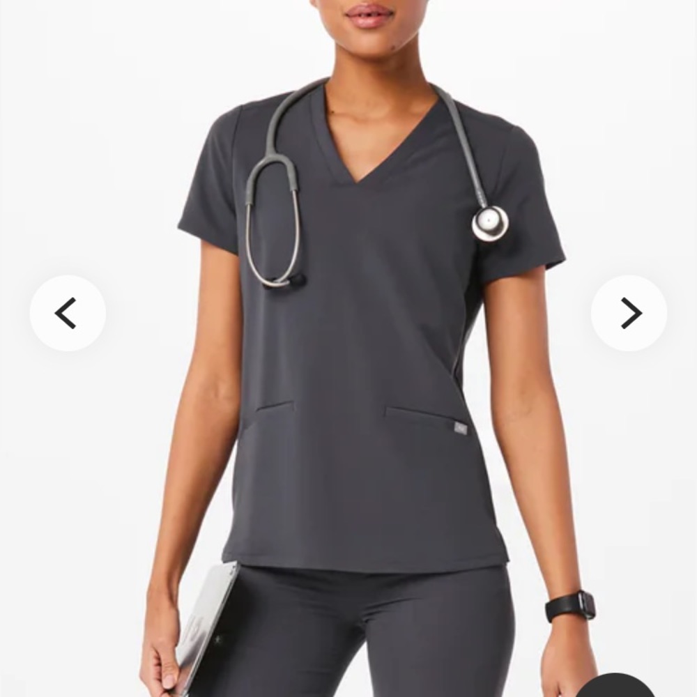 Teal Figs Casma scrub top.